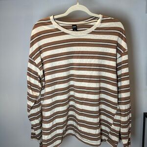 Old Navy Brown and White Striped Long Sleeve Top